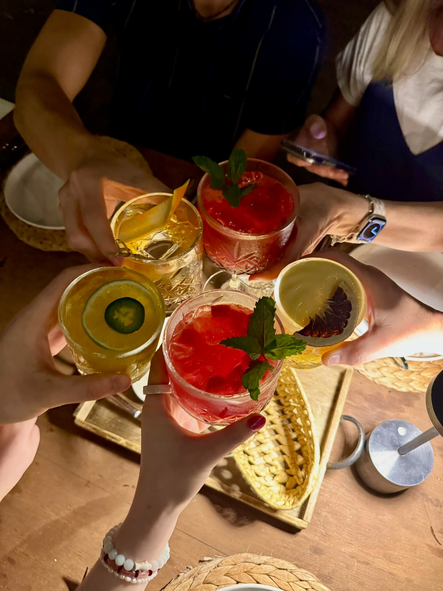 Cheers with cocktails