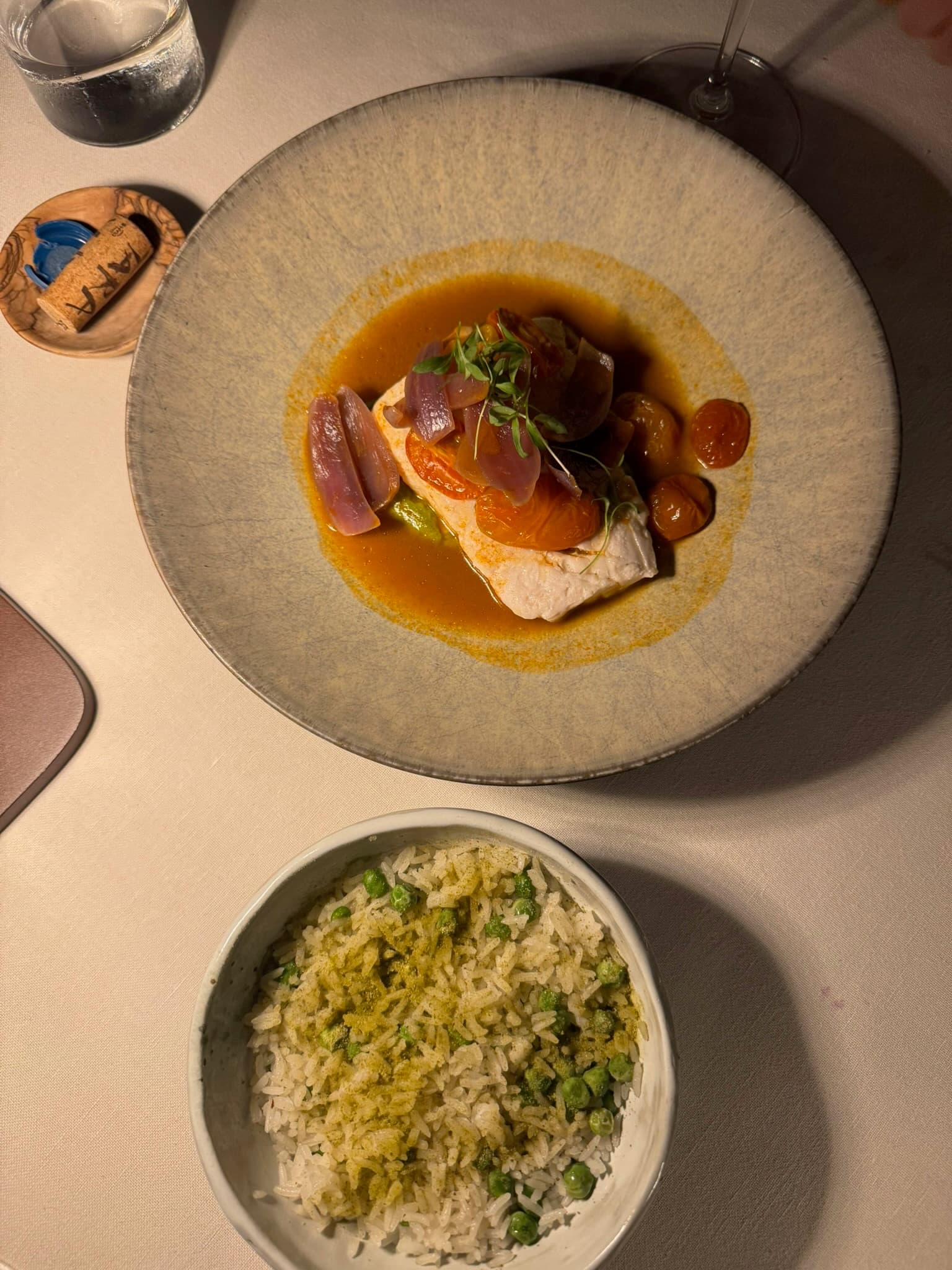 Plated fish with rice