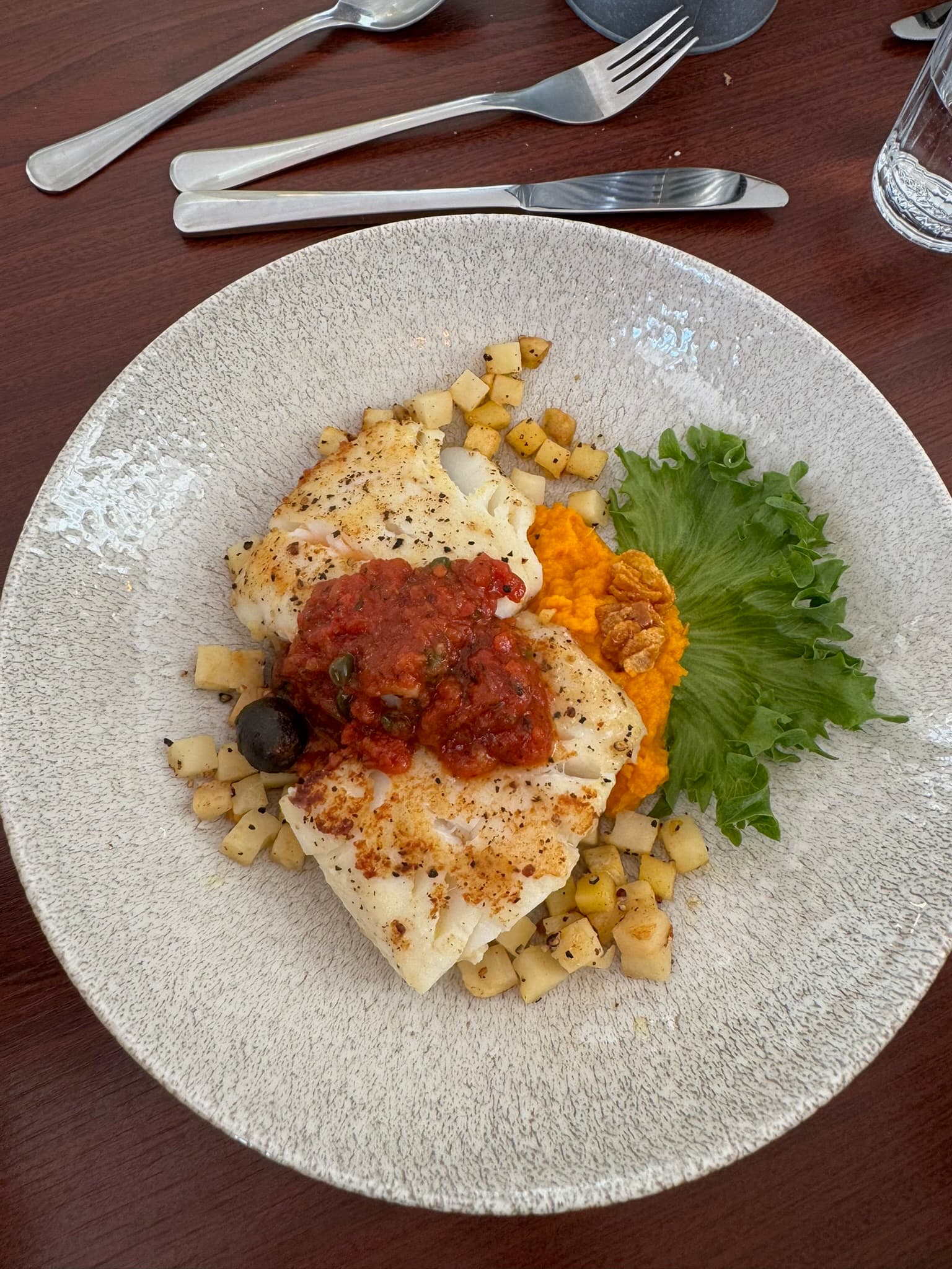 Fish with sweet potato puree